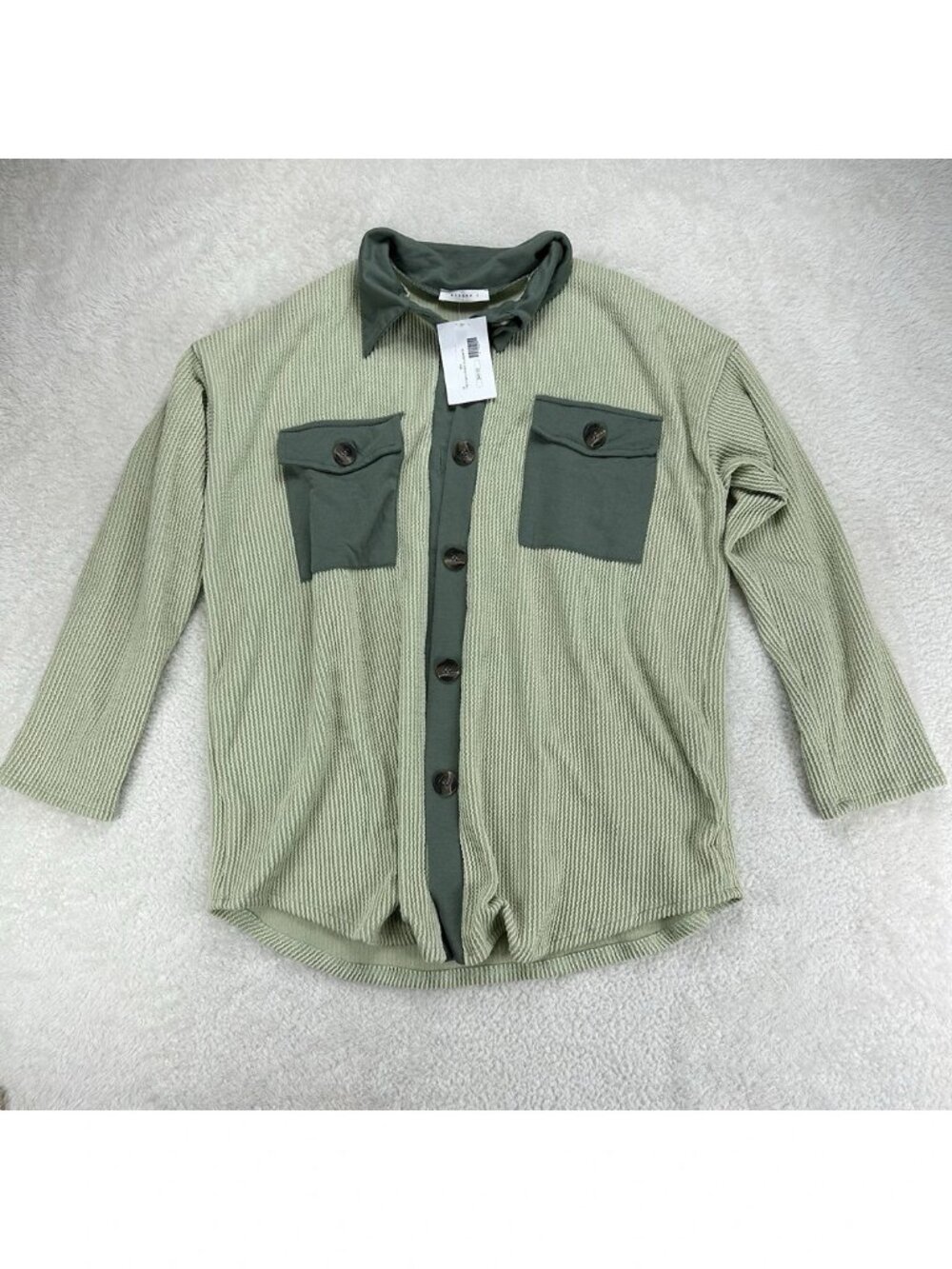 Reborn J Denim Button Up Jacket Women's Medium Mint Patchwork Loose